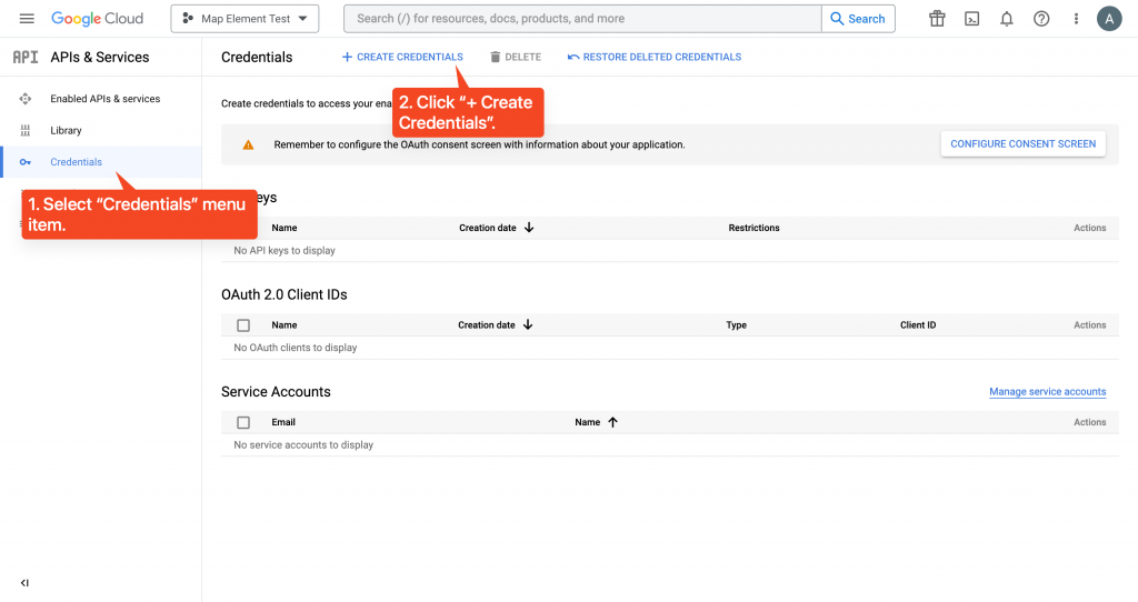 Getting Started With The Map Element Appli   Create Credentials 1 1024x542 